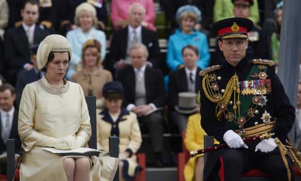 Olivia Colman as Queen Elizabeth II and Tobias Menzies as Prince Philip in The Crown