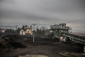 The church and mining equipment in Charavgi.