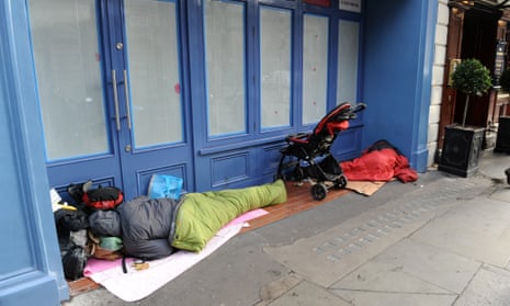 A rough sleeper near Trafalgar Square, London