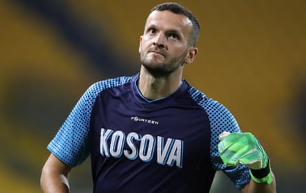 Kosovo’s Samir Ujkani during the Nations League match against Moldova in 2020.