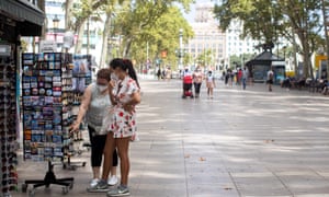 An unusually empty Ramblas street in Barcelona, Spain, 31 July 2020.