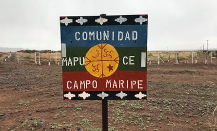 A Campo Maripe community sign in Neuquén province.
