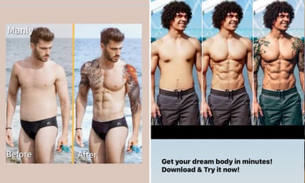 Screenshots of Manly app adverts from Instagram