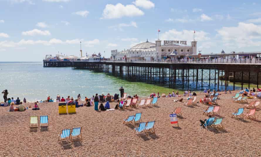 View of beach at Brighton Pier