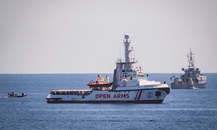 The Open Arms has over 100 rescued people onboard off the coast of Lampedusa.