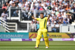 Finch celebrates reaching his century.