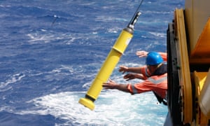 An Argo float is deployed into the ocean