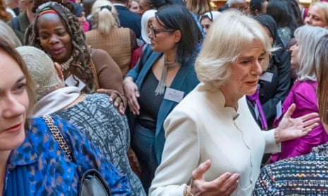 Ngozi Fulani (rear left) and Camilla, the Queen Consort, at the Buckingham Palace reception.