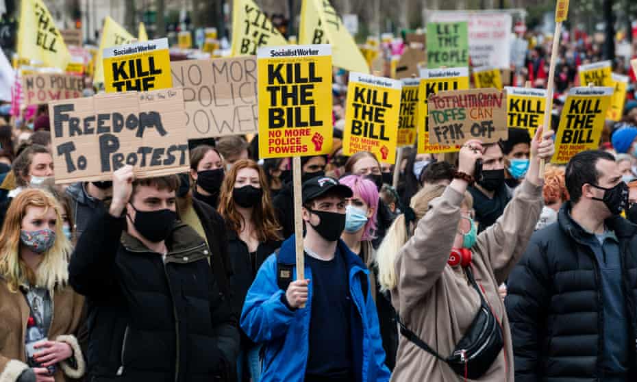 Participants in the ‘kill the bill’ protest in London on Saturday