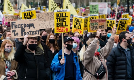 Participants in the ‘kill the bill’ protest in London on Saturday