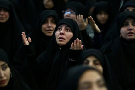 Women gather at the Grand Mosalla in Tehran to mourn during the 40-day memorial for Suleimani.