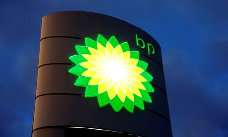 BP logo of BP is seen at a petrol station