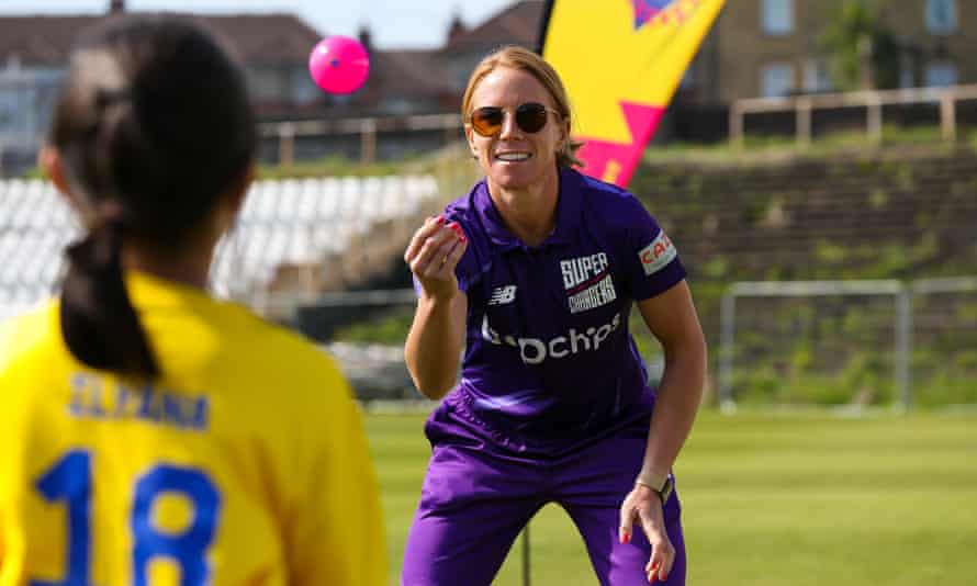 Lauren Winfield-Hill at a taster session to encourage young people to play cricket in Bradford.