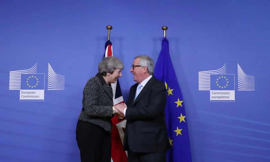 Theresa May meets with European commission president Jean-Claude Juncker to discuss Brexit, at the European Commission headquarters in Brussels.