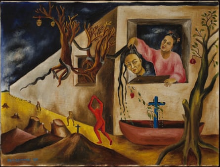 Mexican Renaissance painter María Izquierdo’s Dream and Premonition from 1947, also included in the Tate exhibition.