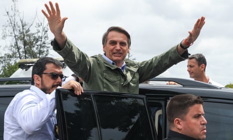 Jair Bolsonaro after casting his general election vote on 28 October.