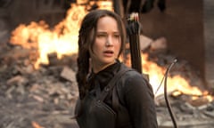 Jennifer Lawrence as Katniss Everdeen in The Hunger Games: Mockingjay – Part 1.