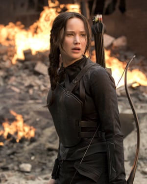 Girl on Fire … Jennifer Lawrence as Katniss in the 2012 film of The Hunger Games.