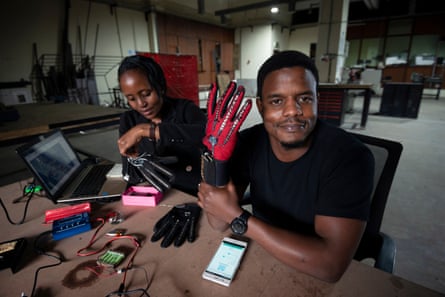 Roy Allela is developing a glove that translates sign language to speech via a bluetooth-enabled smartphone.