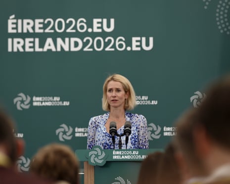 EU foreign policy chief Kaja Kallas addresses reporters in County Wicklow, Ireland.