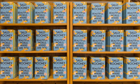 Copies of Beautiful World, Where Are You by Sally Rooney on shelves at its London launch
