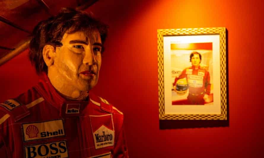 A wax figure of Ayrton Senna.