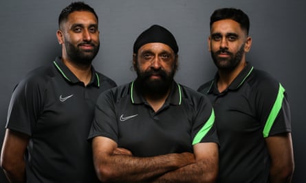 Bhupinder Singh Gill (right) with his father, Jarnail Singh, and brother Sunny.