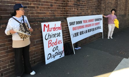 Protesters outside the Real Bodies exhibition in Sydney say the corpses used in the exhibition belong to executed Chinese prisoners.