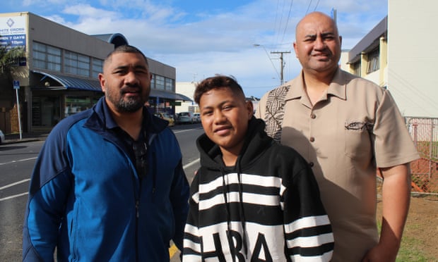 Former rugby player Ali Lauitiiti, left, with 13-year-old Samoan mentee Michael Vaa and executive director of Fonua Ola Wesley Talaimanu.