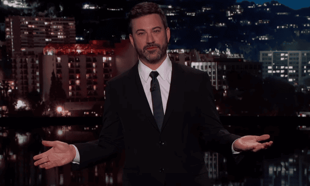  Jimmy Kimmel: 'So let me get this straight: small hands bad, small crowds bad, small stack of papers good.' Photograph: YouTube  