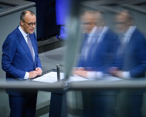 German chancellor Friedrich Merz makes a government statement on the current foreign policy situation in the German Bundestag, Berlin.