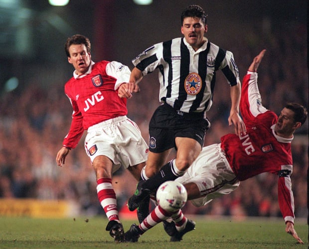 Philippe Albert in action against Arsenal in 1996.
