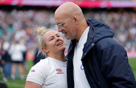 England captain Marlie Packer with head coach John Mitchell.