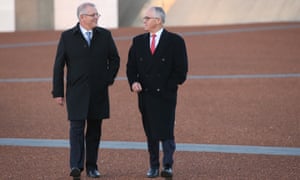 Scott Morrison and Malcolm Turnbull outside Parliament House