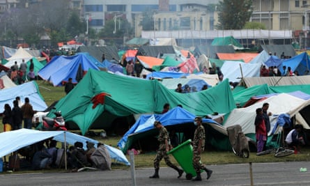 A makeshift camp at Tunshikel in Kathmandu on Tuesday.