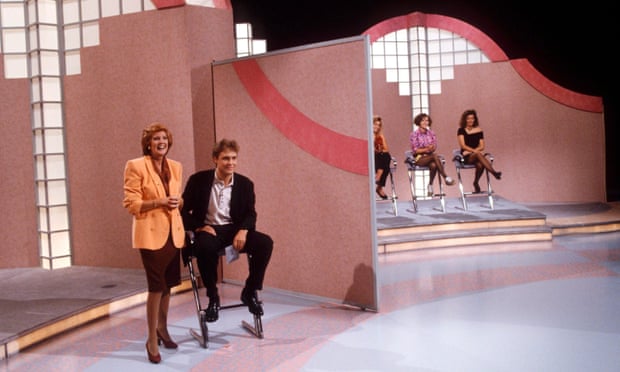 Cilla Black with a contestant on the TV show Blind Date in 1990. 
