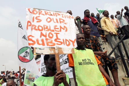 An anti-corruption protest in Lagos in 2012.
