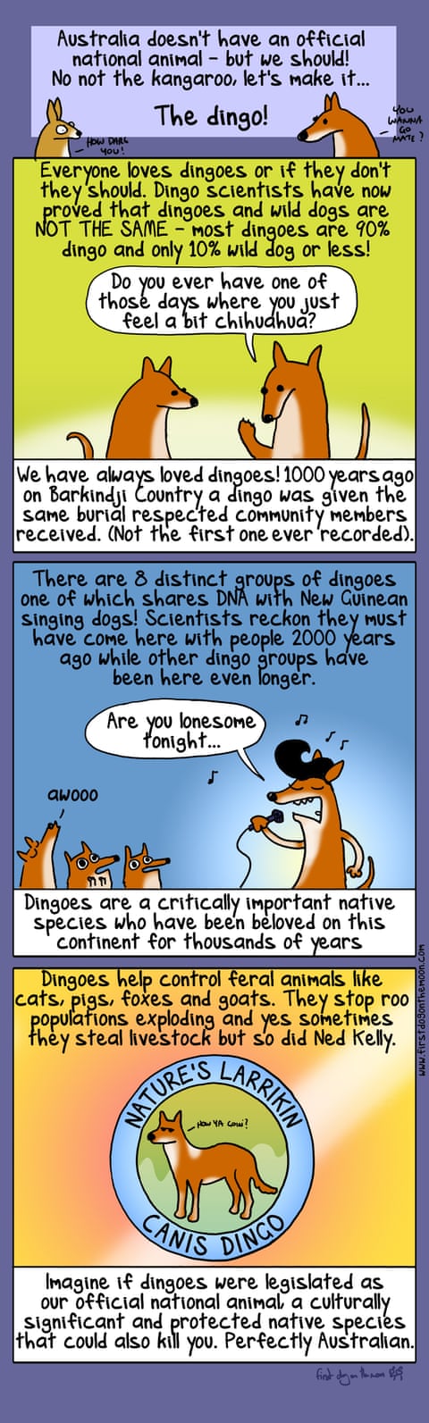 First Dog on the Moon cartoon called Dingoes 1000 Years, panel 1