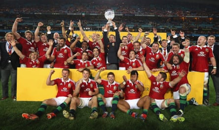 The British & Irish Lions celebrate their 2013 victory and series glory in Sydney.