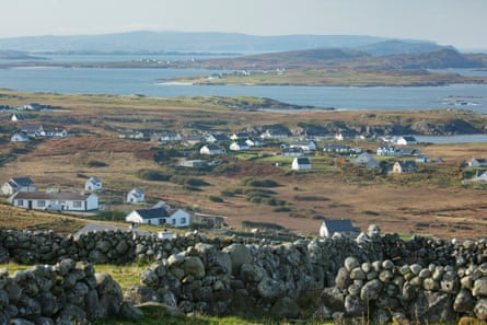View over the coastline of Gweedore, described as one of Europe’s most densely populated rural areas.