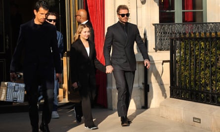 David Beckham with daughter Harper before the Paris show