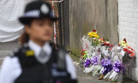 Floral tributes left in Tottenham, north London, for 17-year-old Tanesha Melbourne-Blake.