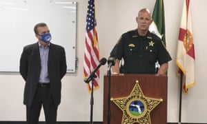 Pinellas County Sheriff Bob Gualtieri speaks at a news conference as Oldsmar, February 8, 2021. Authorities say a hacker gained access to Oldsmar's water treatment plant in an unsuccessful attempt to contaminate the water supply with a corrosive chemical.