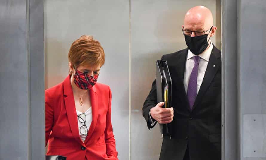 Nicola Sturgeon and John Swinney, Scotland’s deputy first minister, in the Scottish parliament last week.