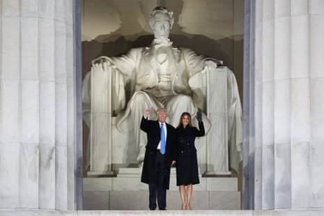 Donald Trump, left, and his wife Melania Trump arrive at the Lincoln Memorial in January 2017.