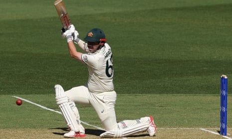 Australia’s Travis Head on the attack during the first Test against Pakistan.