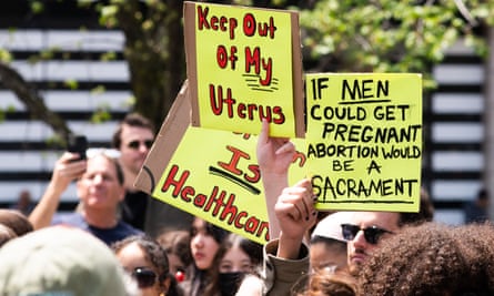 Abortion activists demonstrate in New York’s Union Square on Thursday.