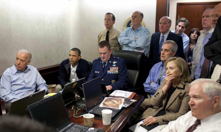 The White House situation room during the Bin Laden mission