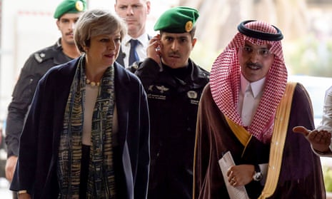 Theresa May and Saudi Finance Minister Mohammed al-Jadaan.