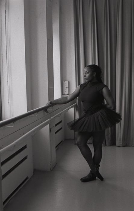 Alex Maureen at the barre in a rehearsal studio.